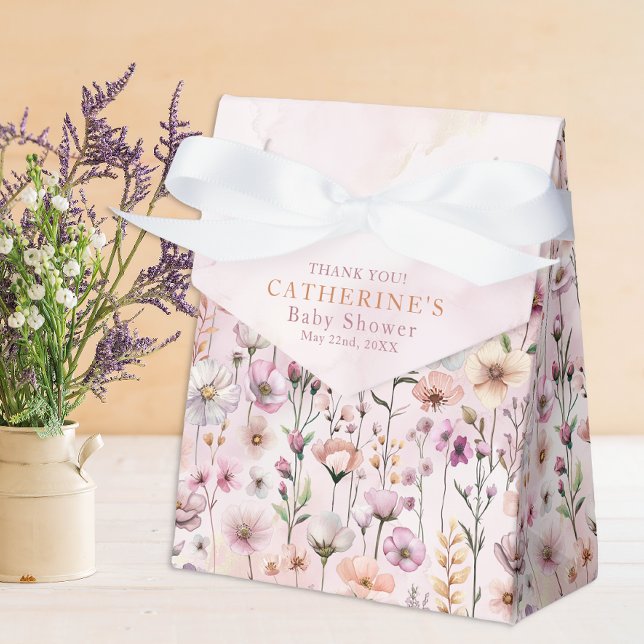 Blush Pink Wildblume Baby Dusche Gefälligkeitsboxe Geschenkschachtel (Baby Shower Favor Box)