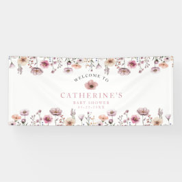 Blush Pink Wildblume Babyduschbanner - Boho Fl Banner