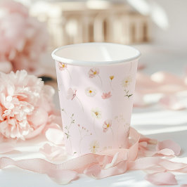 Blush Pink Wildblume Bloral Baby Dusche Pappbecher