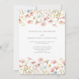 Blush Pink Wildblume Bloral Wedding Einladung