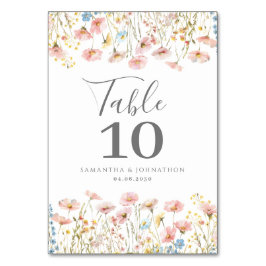 Blush Pink Wildblume Blumenwasser Hochzeit Tischnummer