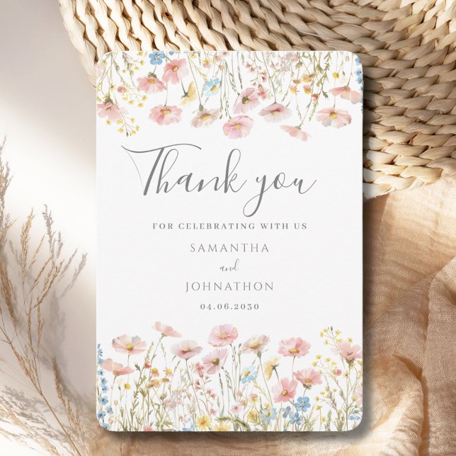 Blush Pink Wildblume Hochzeit Flat Danke Karte (Von Creator hochgeladen)