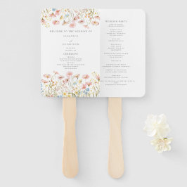 Blush Pink Wildblume Hochzeitsprogramm Hand Fan Fächer