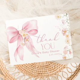 Blush Pink Wildblume Pink Pink Bow Vielen Dank für Dankeskarte