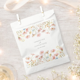 Blush Pink Wildblume Wasserfarbe Hochzeit Geschenktütchen