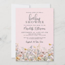Blush Pink Wildflower Baby Shower Einladung