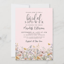 Blush Pink Wildflower Bridal Shower Einladung
