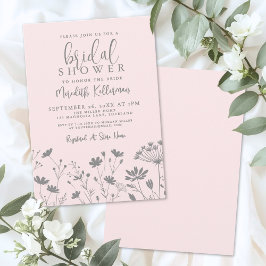 Blush Pink Wildflower Bridal Shower Einladung
