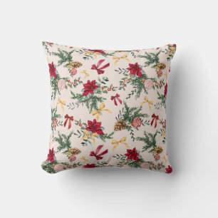 Blush Pink Winter Botanische Grünpflanzen Bow Must Kissen