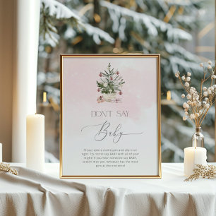 Blush Pink Winter Don't say baby game Poster