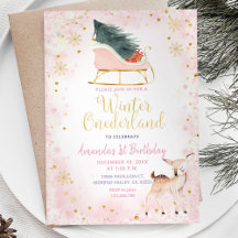 Blush Pink Winter Onederland Einladung zum Geburts