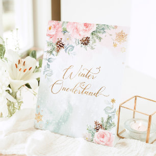 Blush pink Winter onederland Geburtstag Sockelschild