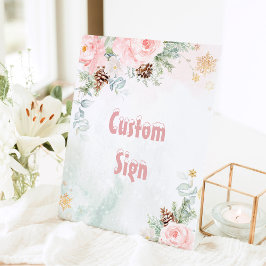 Blush Pink Winterlandgeburt Sockelschild