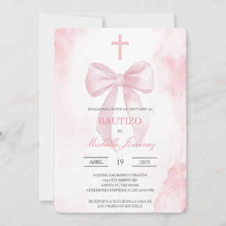Blush pink with cross baptism einladung