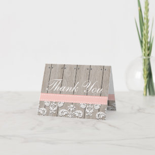 Blush Pink Wood Lace Rustic Vielen Dank Dankeskarte