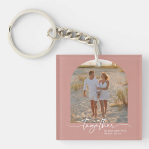 Blush Pink Zusammen Typografie Paar Valentinstag Schlüsselanhänger
