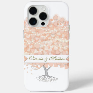 Blush Pinkish Coral Heart Leaf Tree Wedding Case-Mate iPhone Hülle