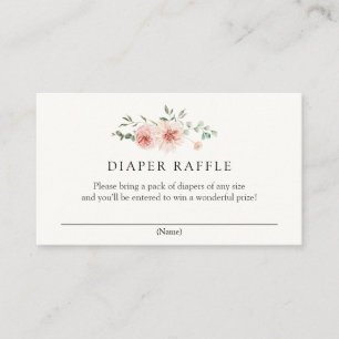 Blush Pinks Florals und Greenery Diaper Raffle Begleitkarte
