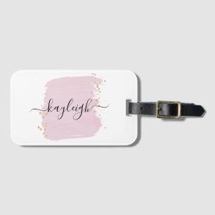 Blush Pinselstriche Gold Punkte Gepäckanhänger