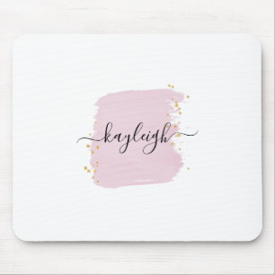 Blush Pinselstriche Gold Punkte Mousepad