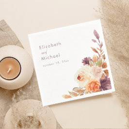 Blush & Plum Fall Floral Wedding Paper Serviette