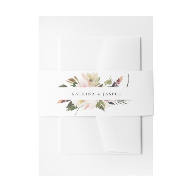 Blush Plum Floral Bouquet Einladungsbanderole (Vorderseite Beispiel)