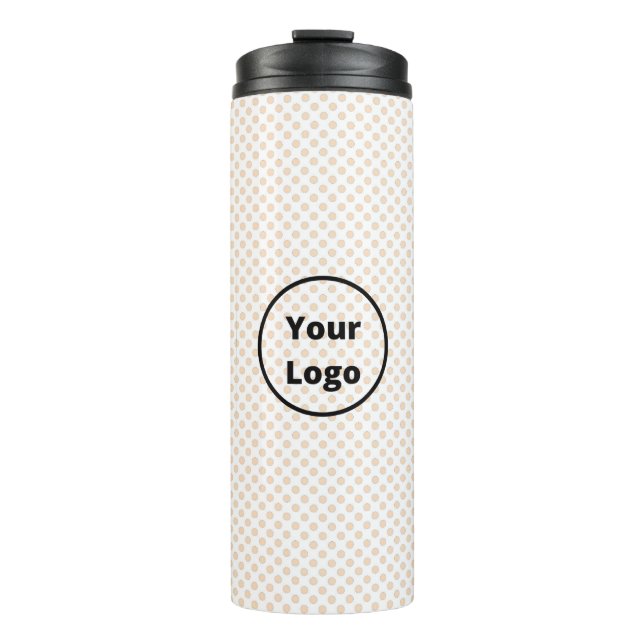 Blush Polka Dots on White Pattern Thermosbecher (Vorderseite)