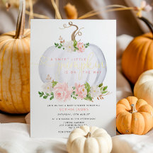 Blush Pumpkin Baby Dusche Mädchen Einladung