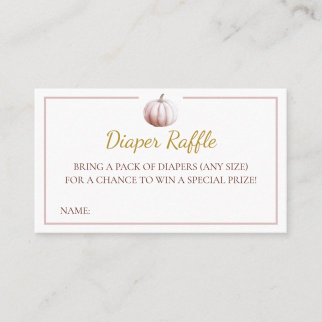 Blush Pumpkin Fall Baby Shower Diaper Raffle Card Begleitkarte (Vorderseite)