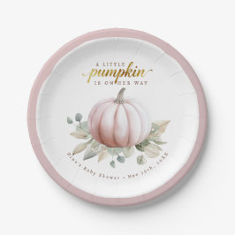 Blush Pumpkin Fall Baby Shower Paper Plates Pappteller