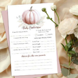 Blush Pumpkin Fall Baby Shower Predictions Card