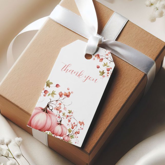 Blush Pumpkin Herbst Berry Baby Dusche Danke Geschenkanhänger (Von Creator hochgeladen)