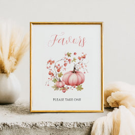 Blush Pumpkin Herbst Berry Baby Dusche Favorit Zei Poster