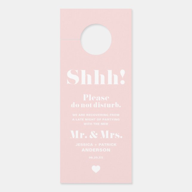 Blush Retro Fett Typografie stören Hochzeiten nich Türanhänger (Vorderseite)