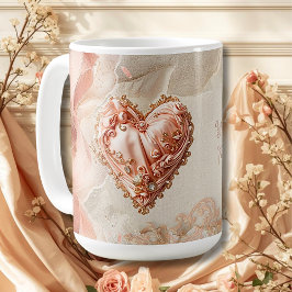 Blush Rococo Heart Filigree Romantic Keepsake Kaffeetasse