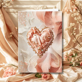 Blush Rococo Heart Lace Elegant Thank You  Karte