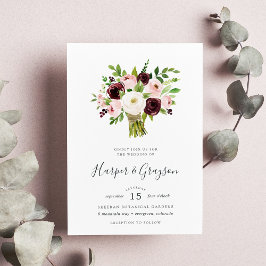 Blush Romance Bouquet Wedding Einladung