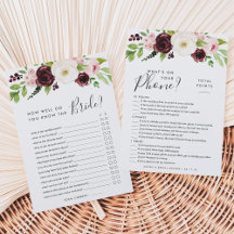 Blush Romance Doppelseitiges Brautparty-Spiel