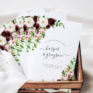 Blush Romance Folded Wedding Programm