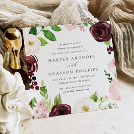 Blush Romance Square Hochzeitseinladung Einladung