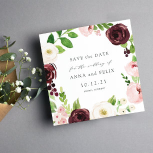 Blush Romance Square Save the Date Card