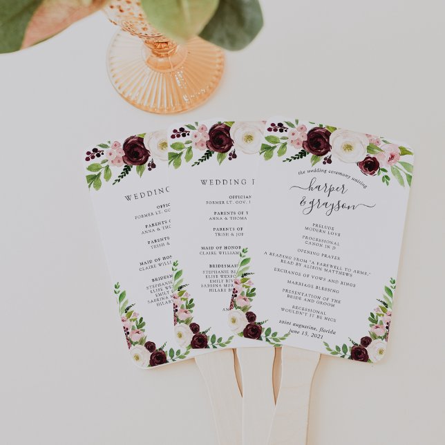 Blush Romance Wedding Program Fächer (Von Creator hochgeladen)