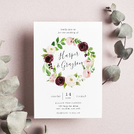 Blush Romance Wreath Wedding Einladung