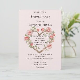 Blush Romantische Rote Rose Blumenkohl Brautparty Einladung