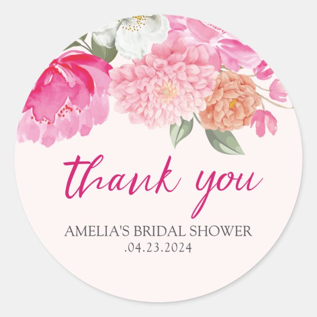 Blush rosa Aquarellfarben Brautparty Willkommen Runder Aufkleber (Vorderseite)