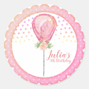 Blush-Rosa-Ballon Polka Punkt Geburtstag Runder Aufkleber