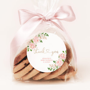 Blush rosa Blumendanke Runder Aufkleber