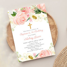 Blush rosa Blütenblütentaufe 1. Geburtstag