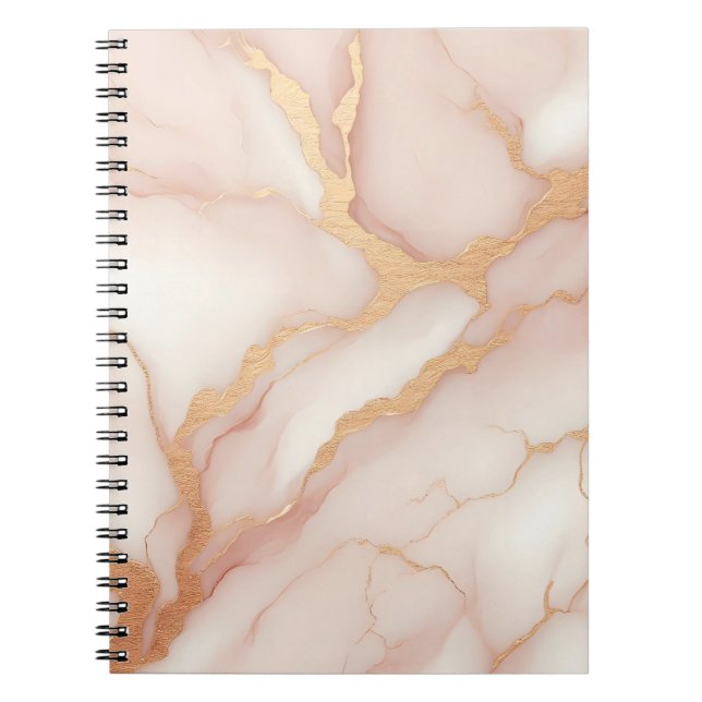 Blush-Rosa-Marmor-Notebook mit goldenen Venen Notizblock (Vorderseite)