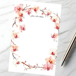 Blush Rosa Orchideenblüten Gewirr Briefpapier